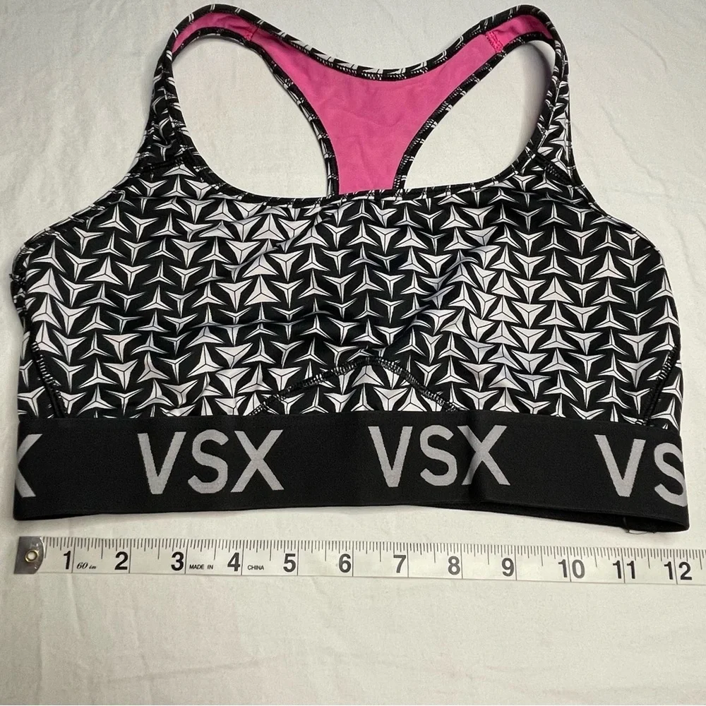 Victoria Sport VSX Women’s Large Racerback Sports Bra Black And White Patterned